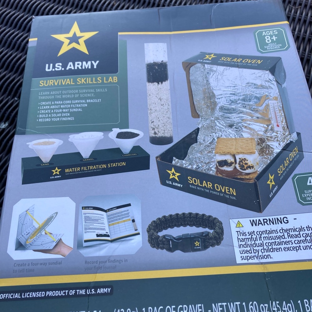 U.S. Army survival skills lab kit.